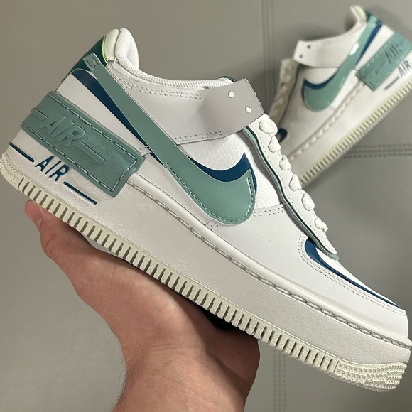 Nike Shoes - SIZE 6 - NIKE AIR FORCE 1 SHADOW WHITE INDUSTRIAL BLUE TEAL W